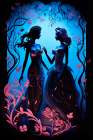 Graphic of two women. AI Generated. Art Print